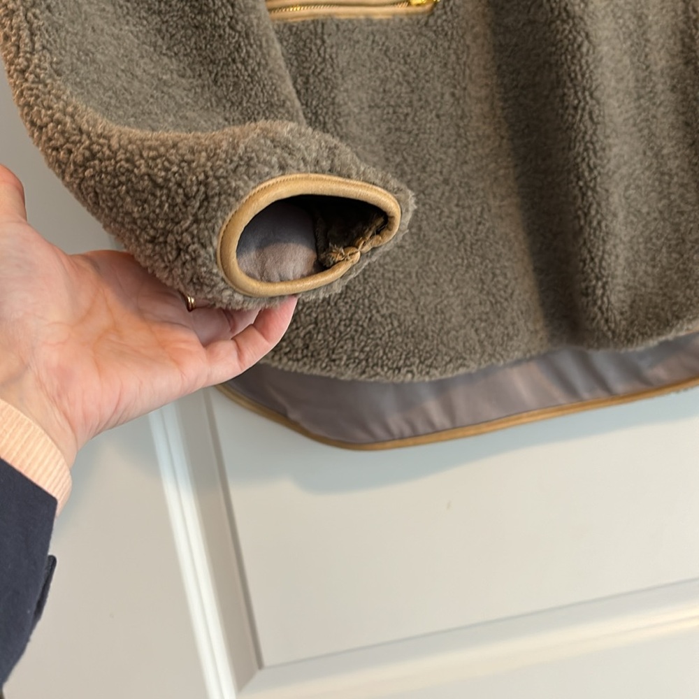 Tuckernuck Olive Green Sherpa Half-Zip Pullover with Gold Trim - Picture 4 of 5